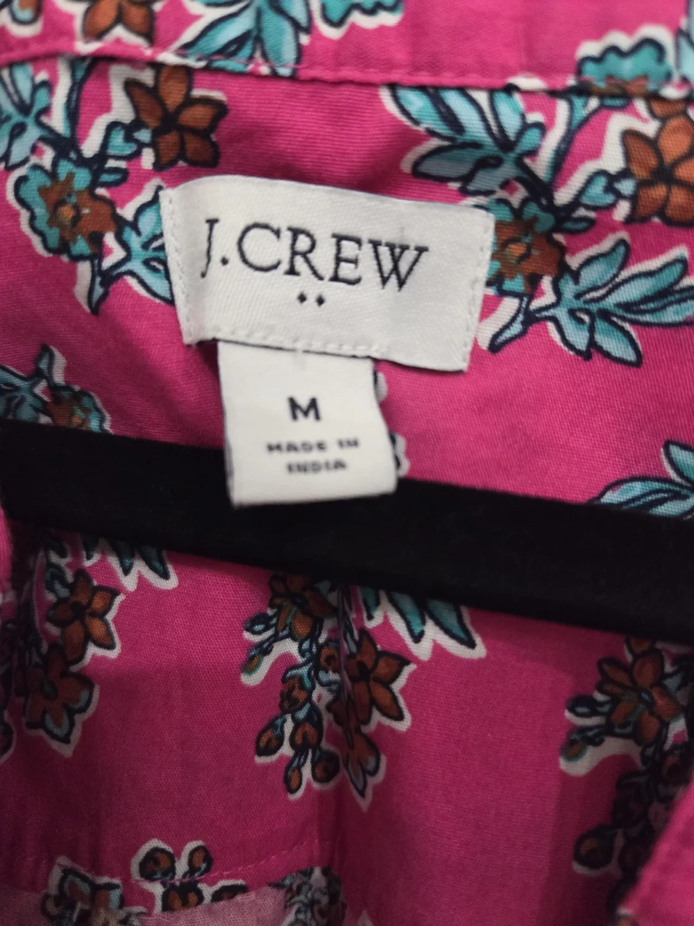 J. Crew Pink Floral Split-Neck Puff Sleeve Blouse Size Med